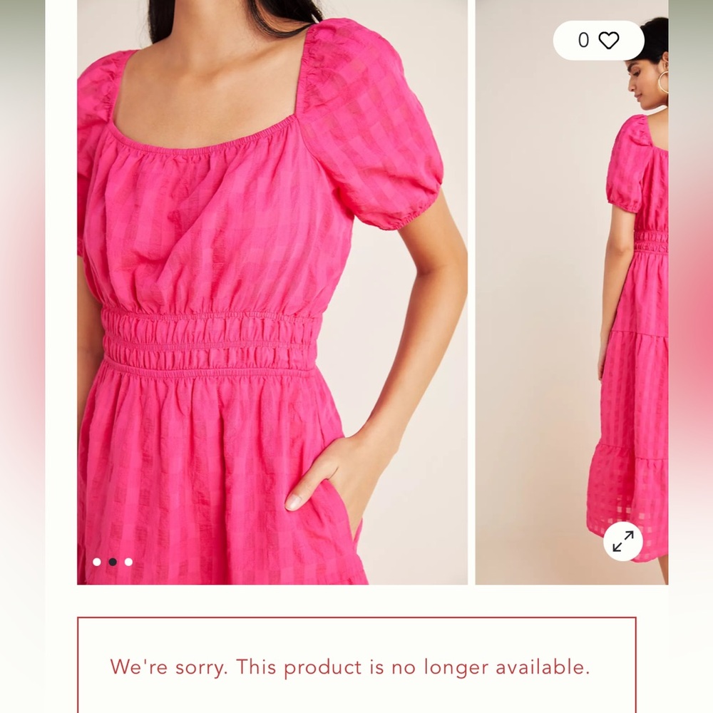 Anthropologie fushia pink Francesca tiered midi dress